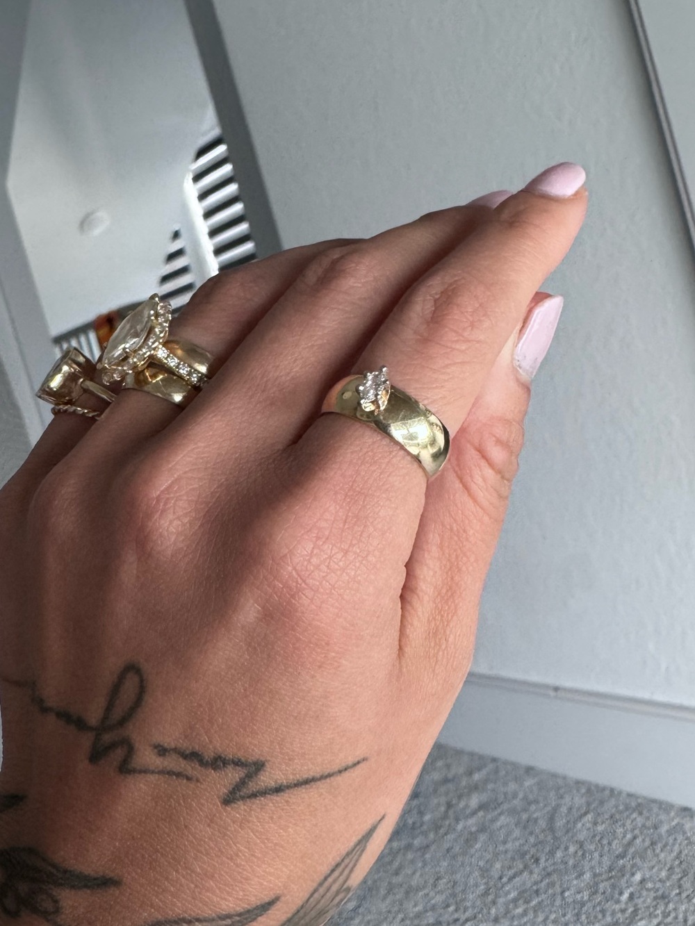 14k solid gold natural diamond ring